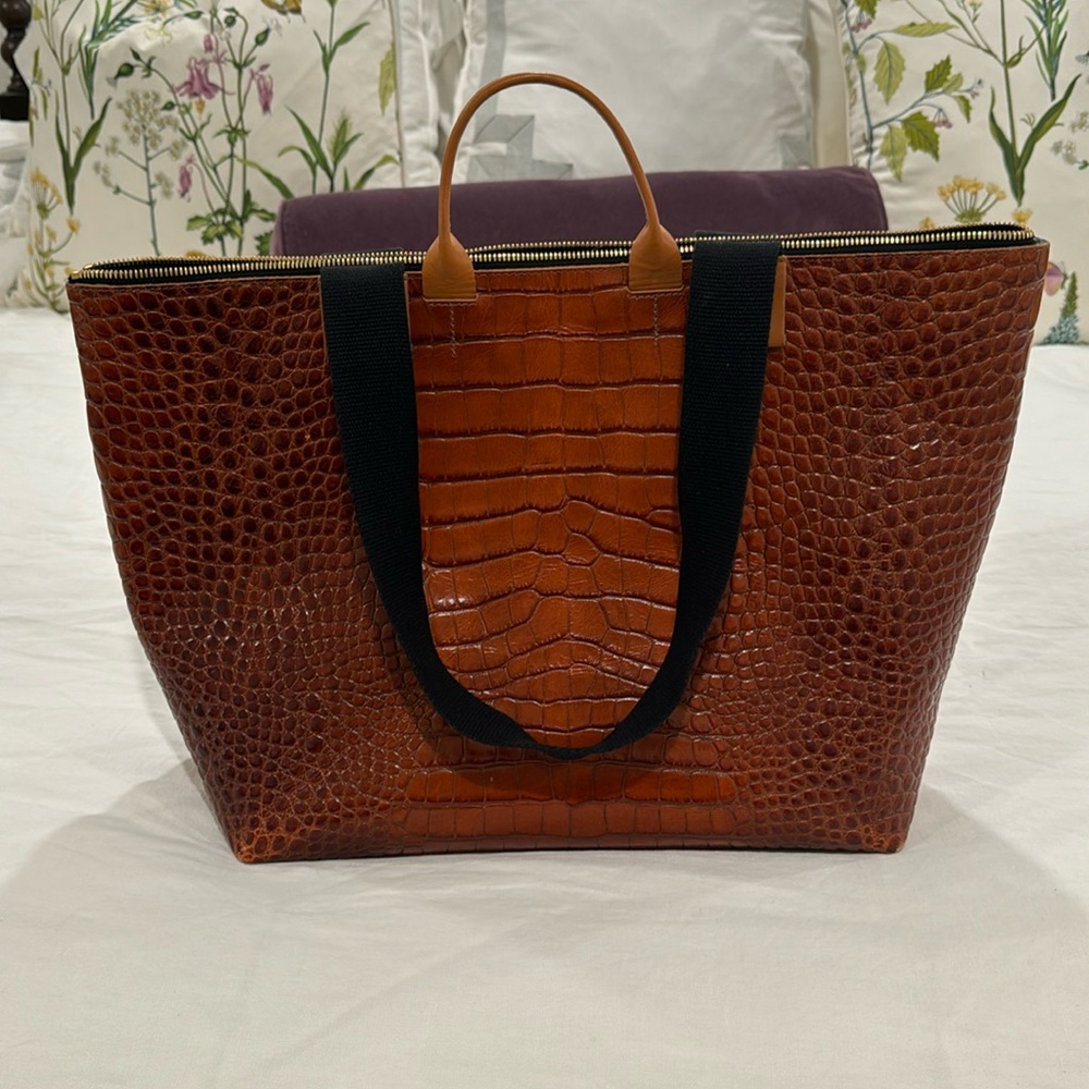Clare V. Croc Leather Tote